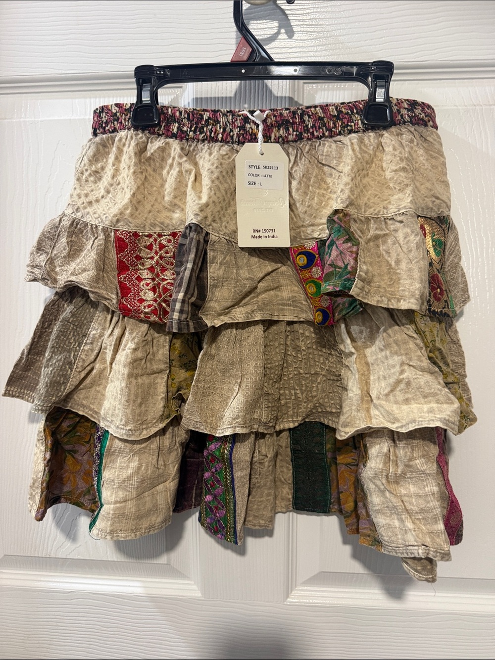 Young Threads Boho Tiered Ruffle Skirt in Latte